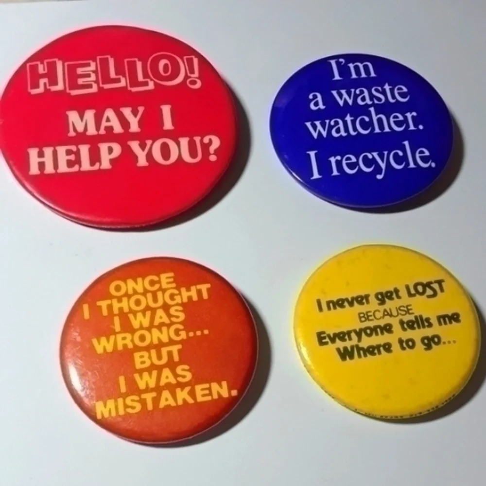 Vintage Humorous Sayings Buttons Bundle